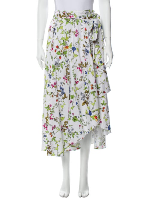 Milly Floral Print Midi Length Skirt White