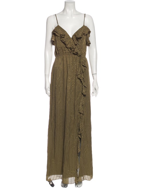 Milly Silk Long Dress Green