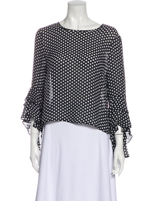 Milly Silk Polka Dot Print Blouse Black