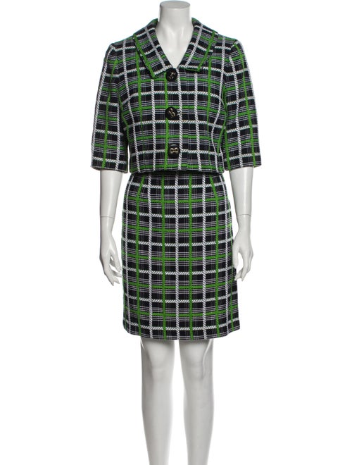 Milly Plaid Print Dress Set Green