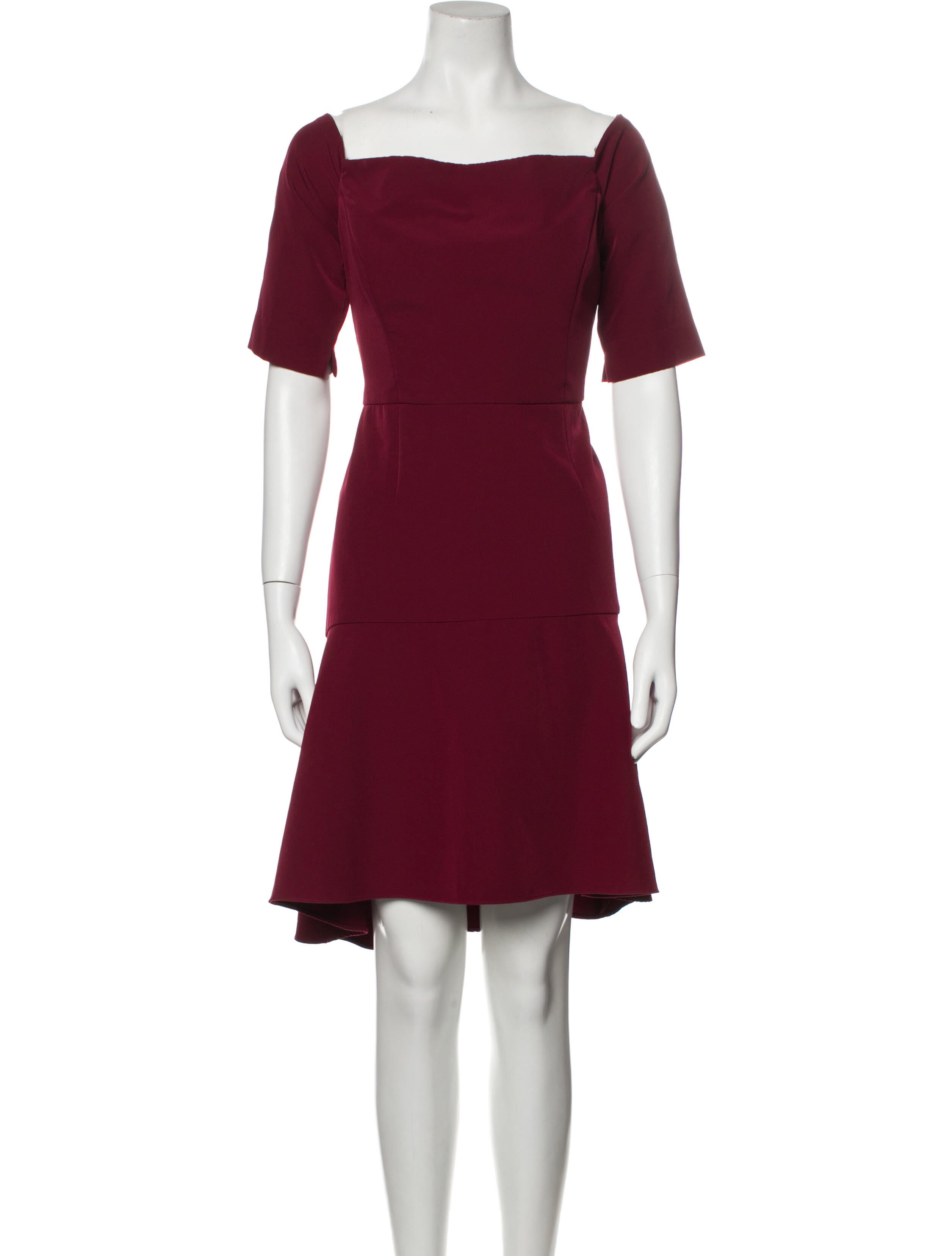 Milly Square Neckline KneeLength Dress Red Dresses, Clothing
