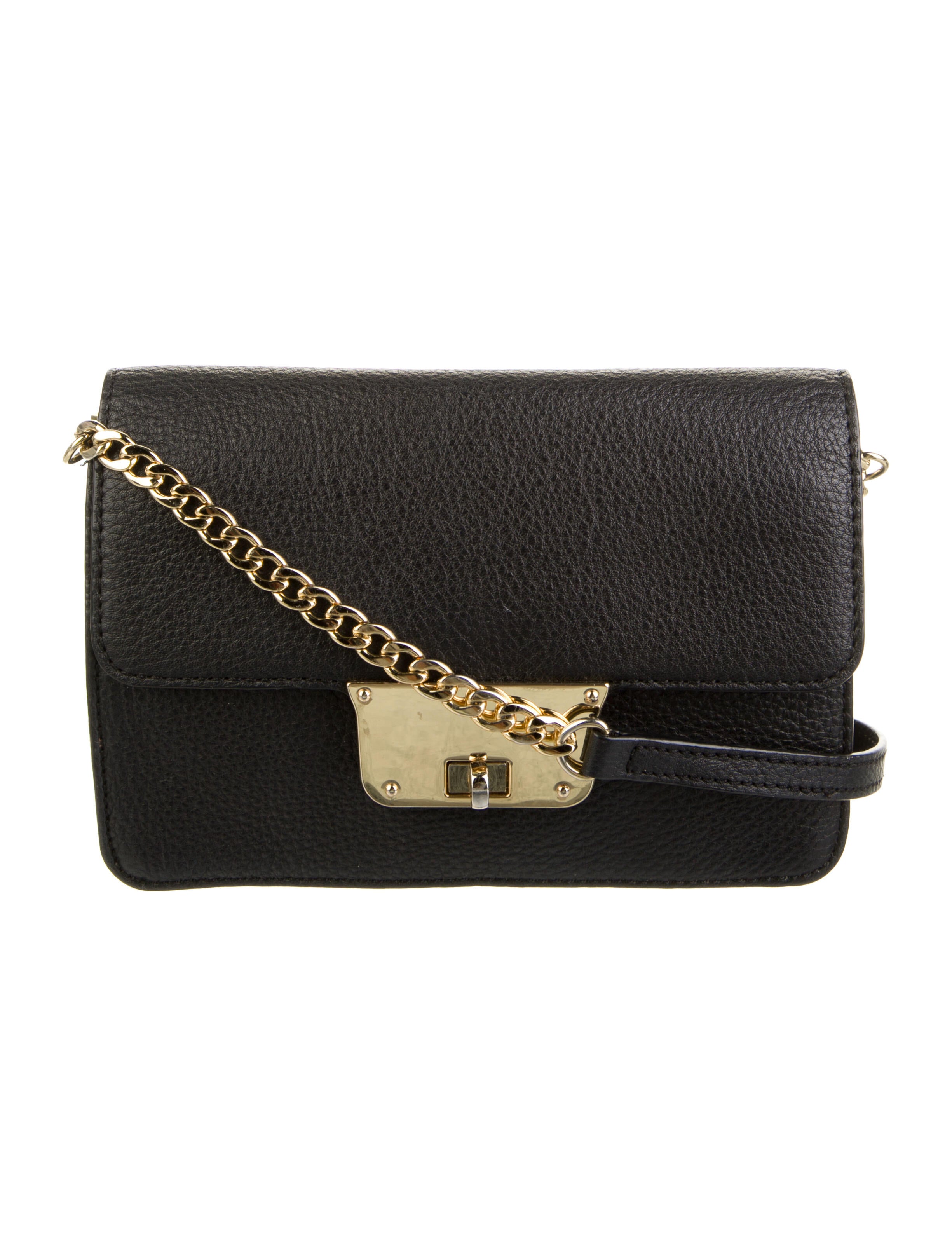 Milly Leather ChainLink Crossbody Bag Black Crossbody Bags, Handbags