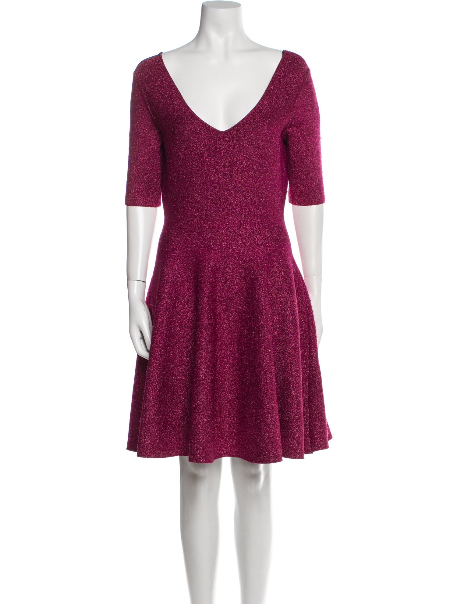 Milly Plunge Neckline Knee-Length Dress - Pink Dresses, Clothing - WM679628  | The RealReal