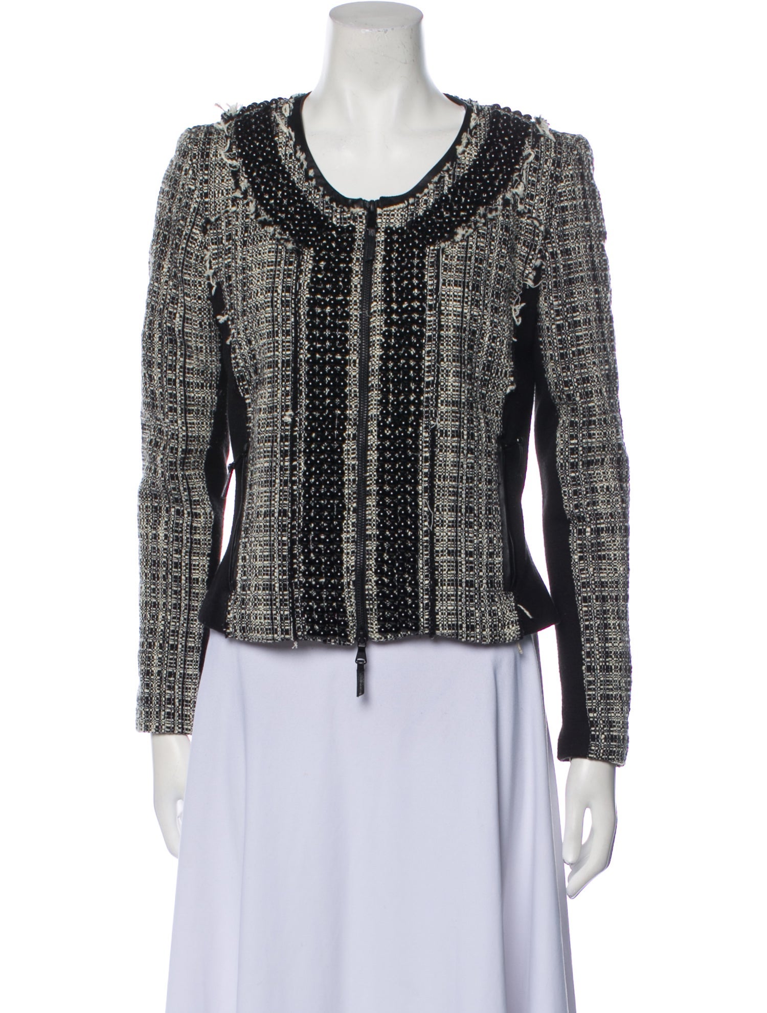 Milly Leather Tweed Pattern Evening Jacket