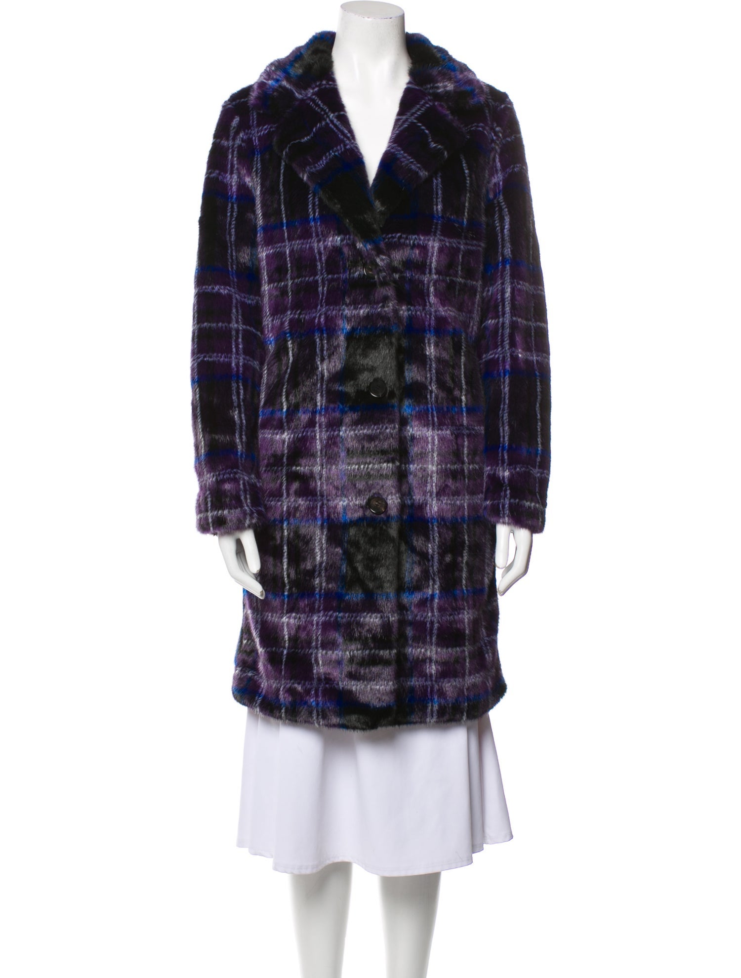 Milly Printed Faux Fur Coat w/ Tags - Purple Coats, Clothing - WM690688 ...