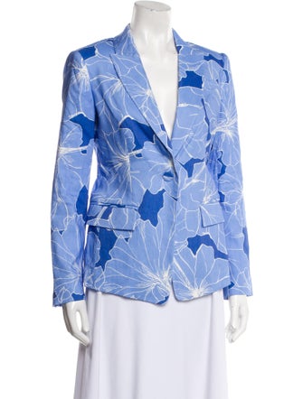 Milly Linen Floral Print Blazer