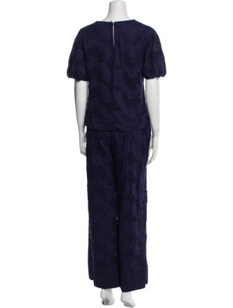 Milly Eyelet Trim Pant Set