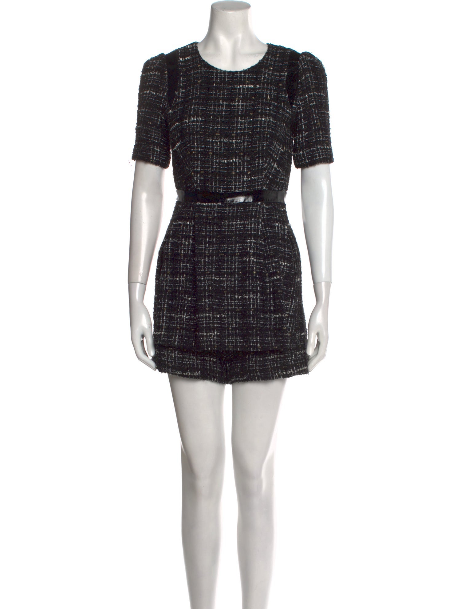 Milly Tweed Pattern Scoop Neck Romper