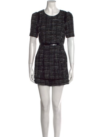 Milly Tweed Pattern Scoop Neck Romper