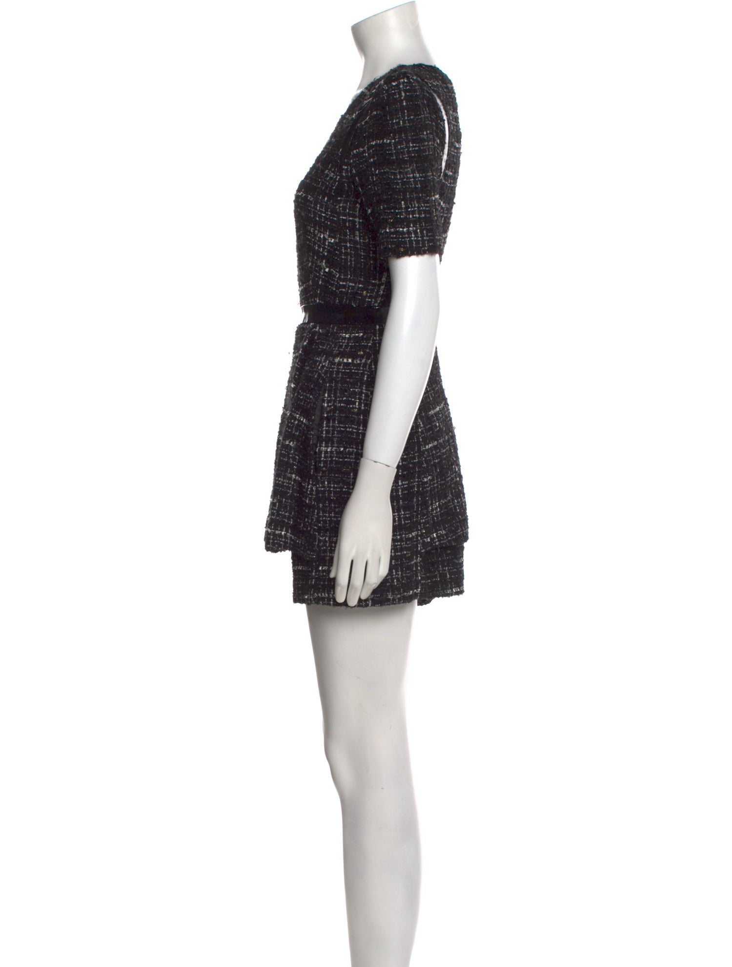 Milly Tweed Pattern Scoop Neck Romper