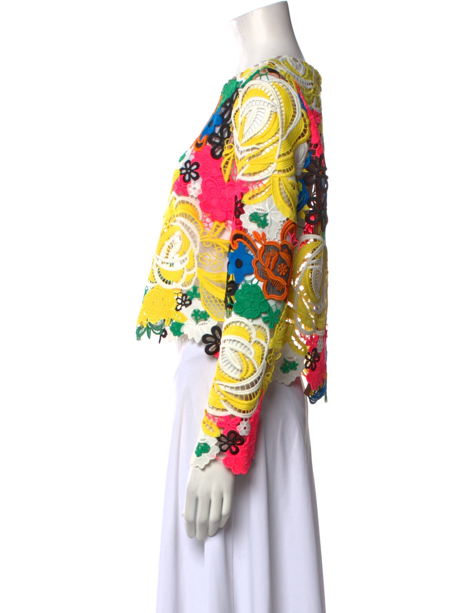 Milly Floral Print Crew Neck Crop Top