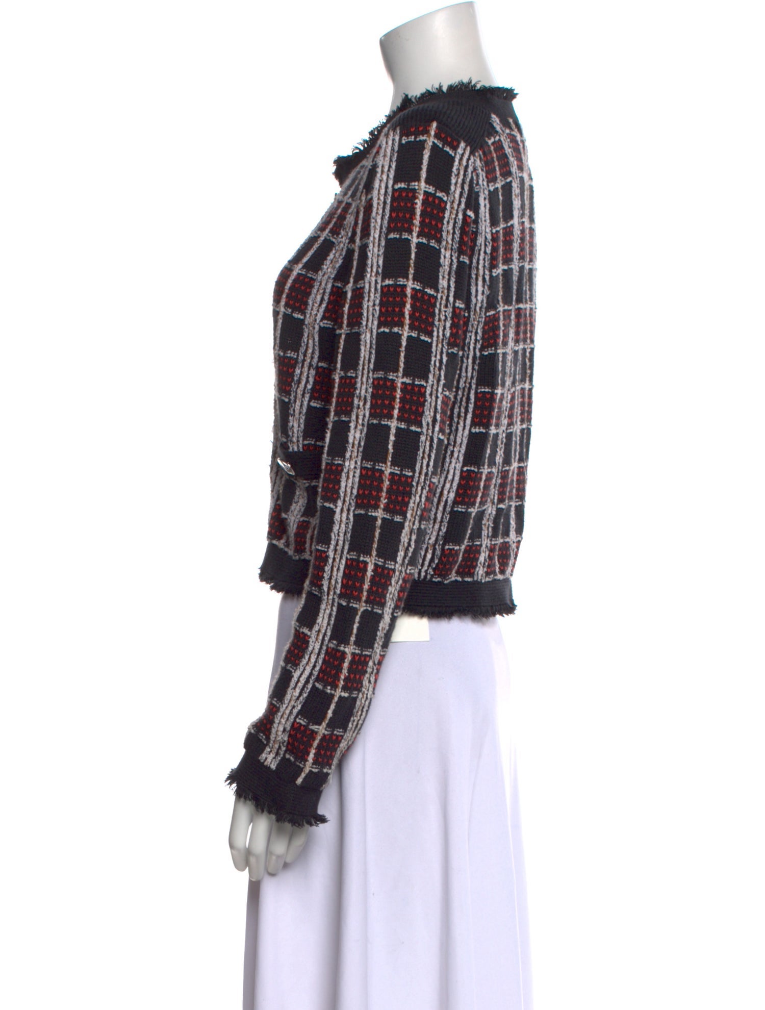 Milly Plaid Print Crew Neck Sweater