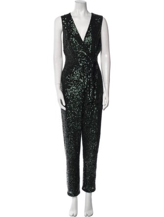 Milly Sequin Plunge Neckline Jumpsuit
