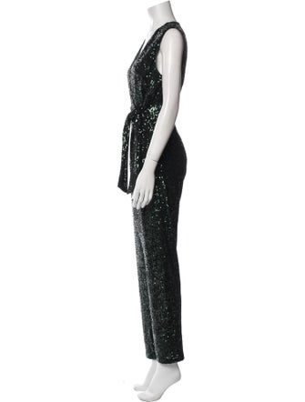 Milly Sequin Plunge Neckline Jumpsuit
