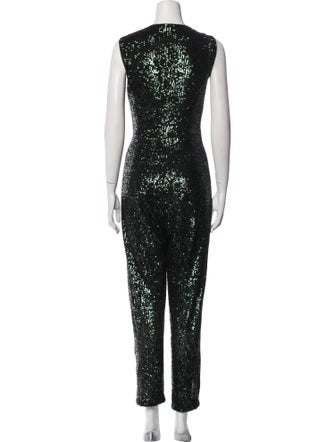 Milly Sequin Plunge Neckline Jumpsuit