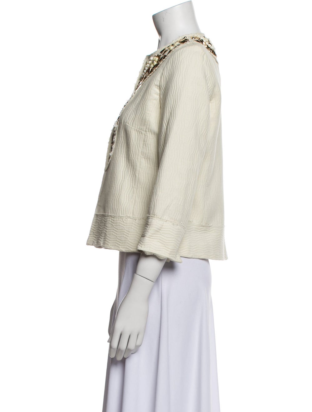 Milly Evening Jacket Neutrals Printed Beaded Acce… - image 2