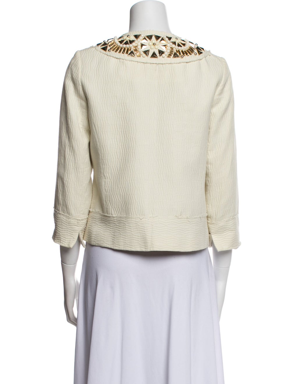Milly Evening Jacket Neutrals Printed Beaded Acce… - image 3