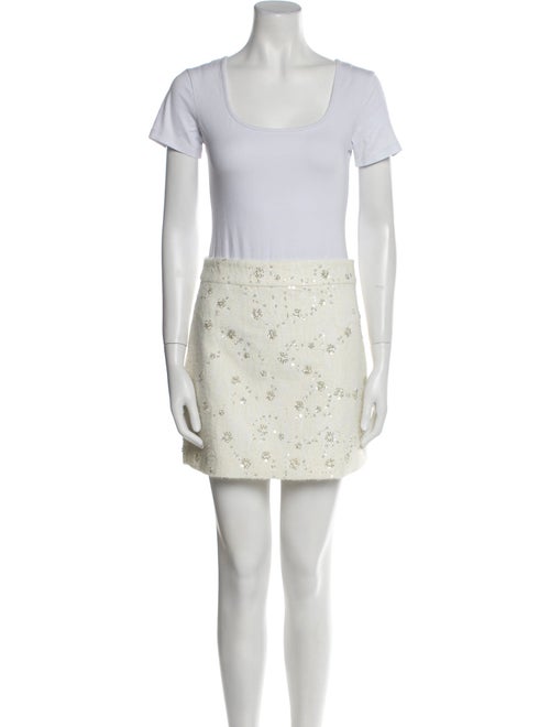 Milly Tweed Pattern Sequin Embellishments Skirt Suit