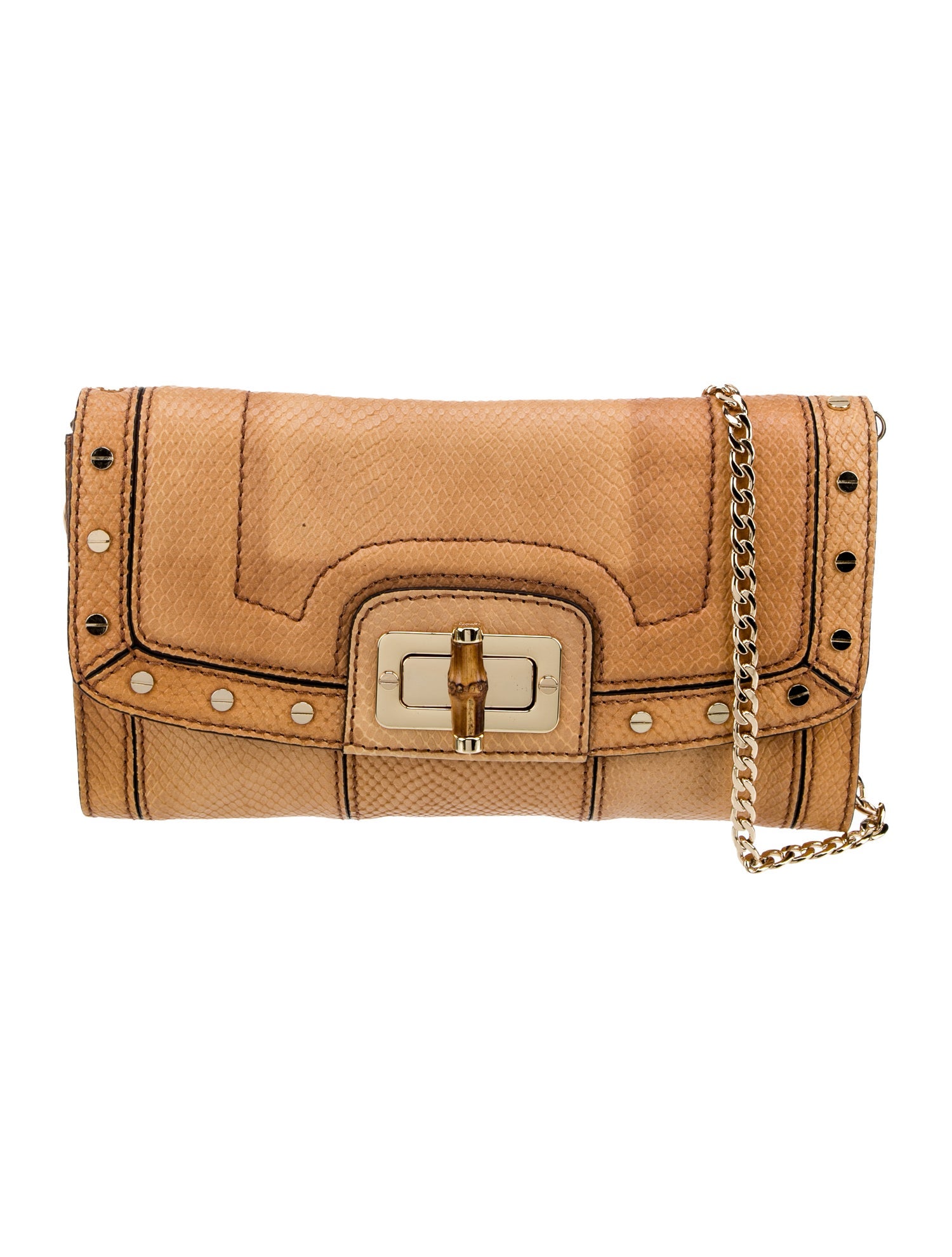 Milly Embossed Leather Clutch