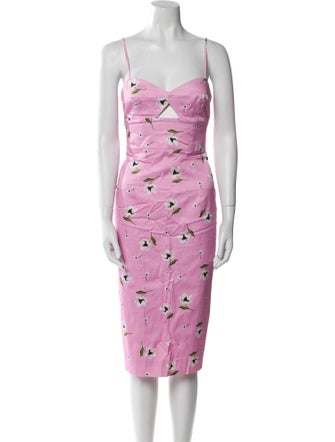 Milly Floral Print Midi Length Dress