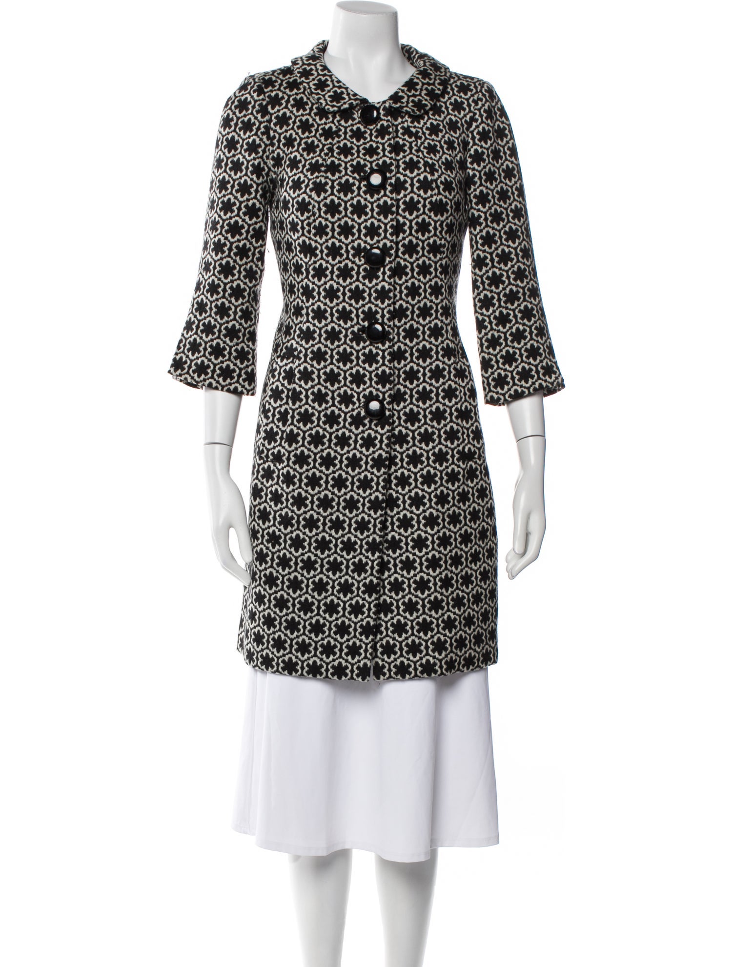 Milly Wool Printed Trench Coat