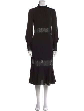 Milly Mock Neck Midi Length Dress