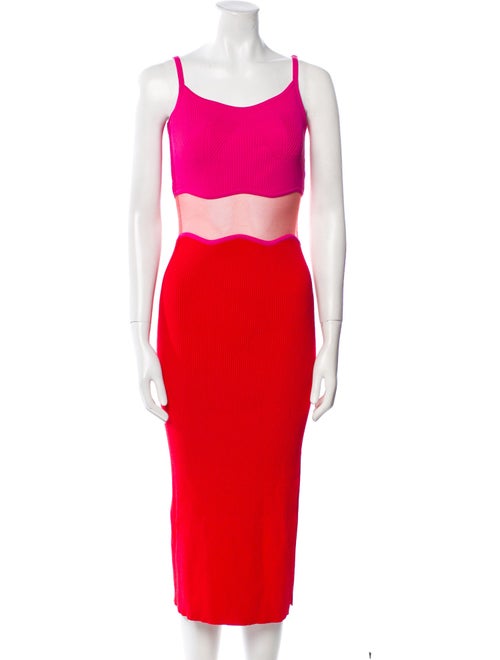 Milly Colorblock Pattern Midi Length Dress