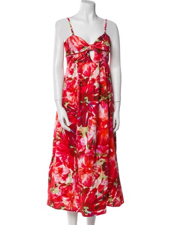 Milly Floral Print Midi Length Dress