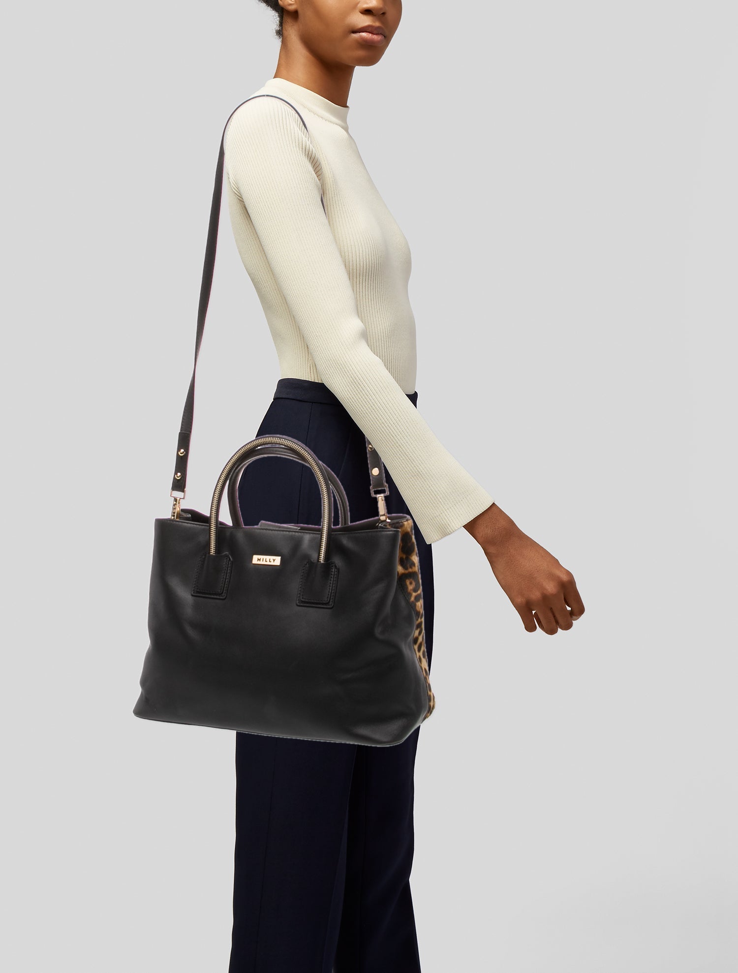 Milly Leather Top Handle Bag