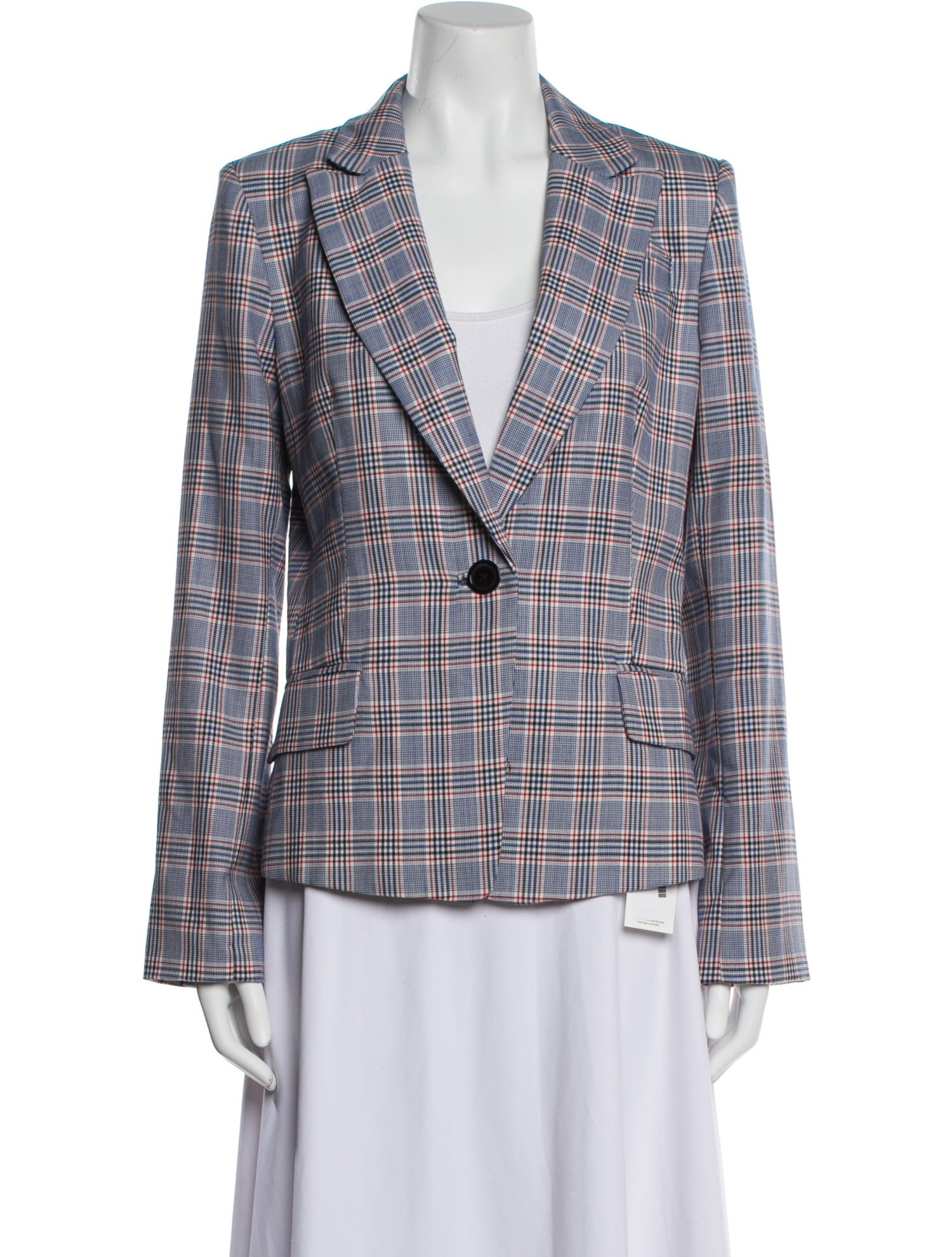 Milly Virgin Wool Plaid Print Blazer
