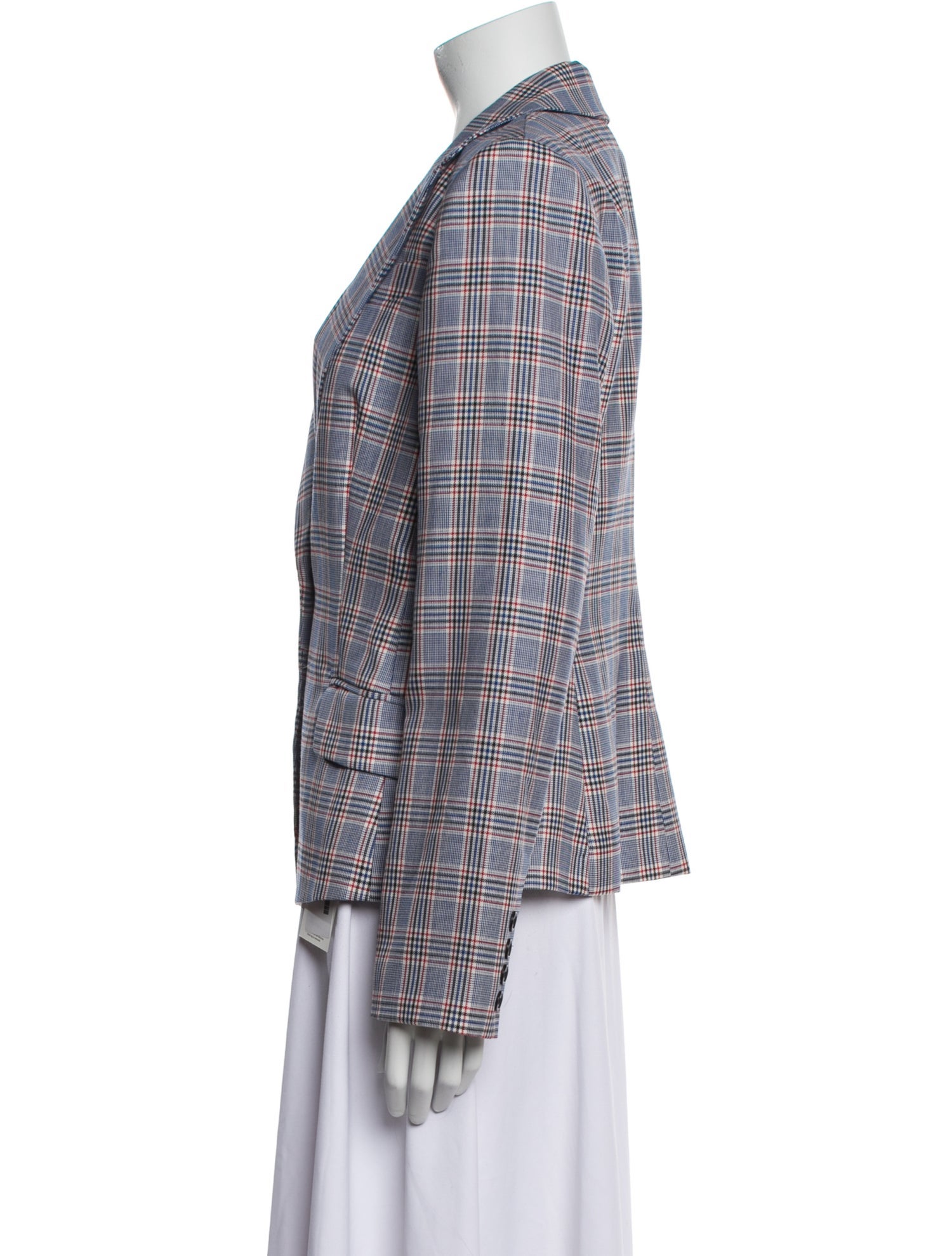 Milly Virgin Wool Plaid Print Blazer