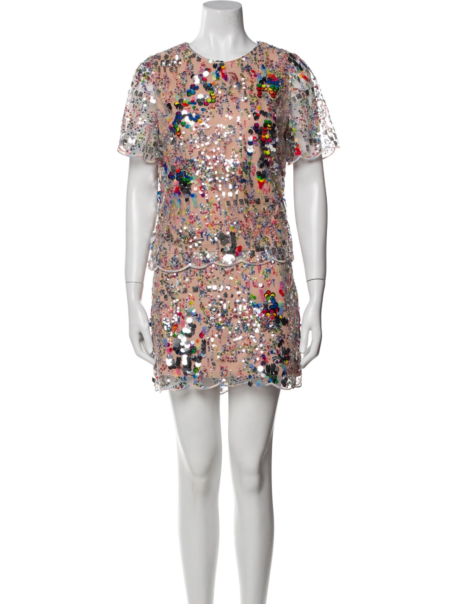 Milly Mesh Accents Skirt Set