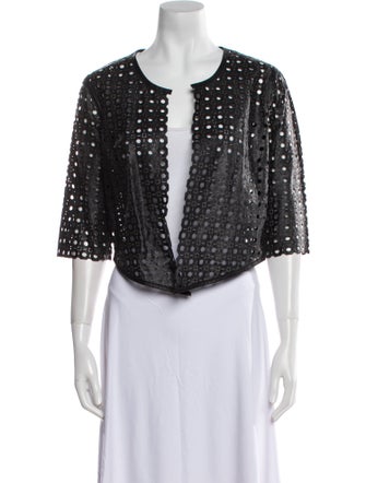 Milly Leather Printed Evening Jacket