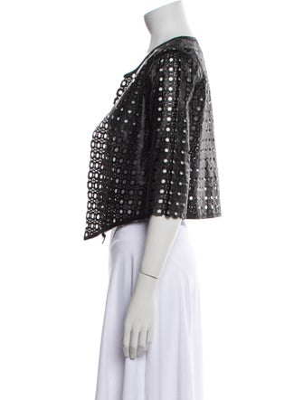 Milly Leather Printed Evening Jacket
