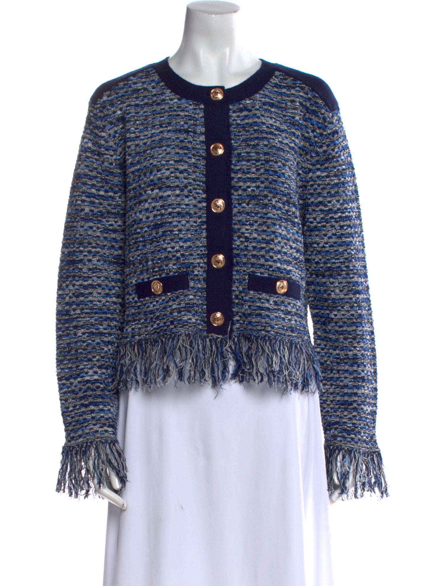 Milly Tweed Pattern Scoop Neck Sweater w/ Tags