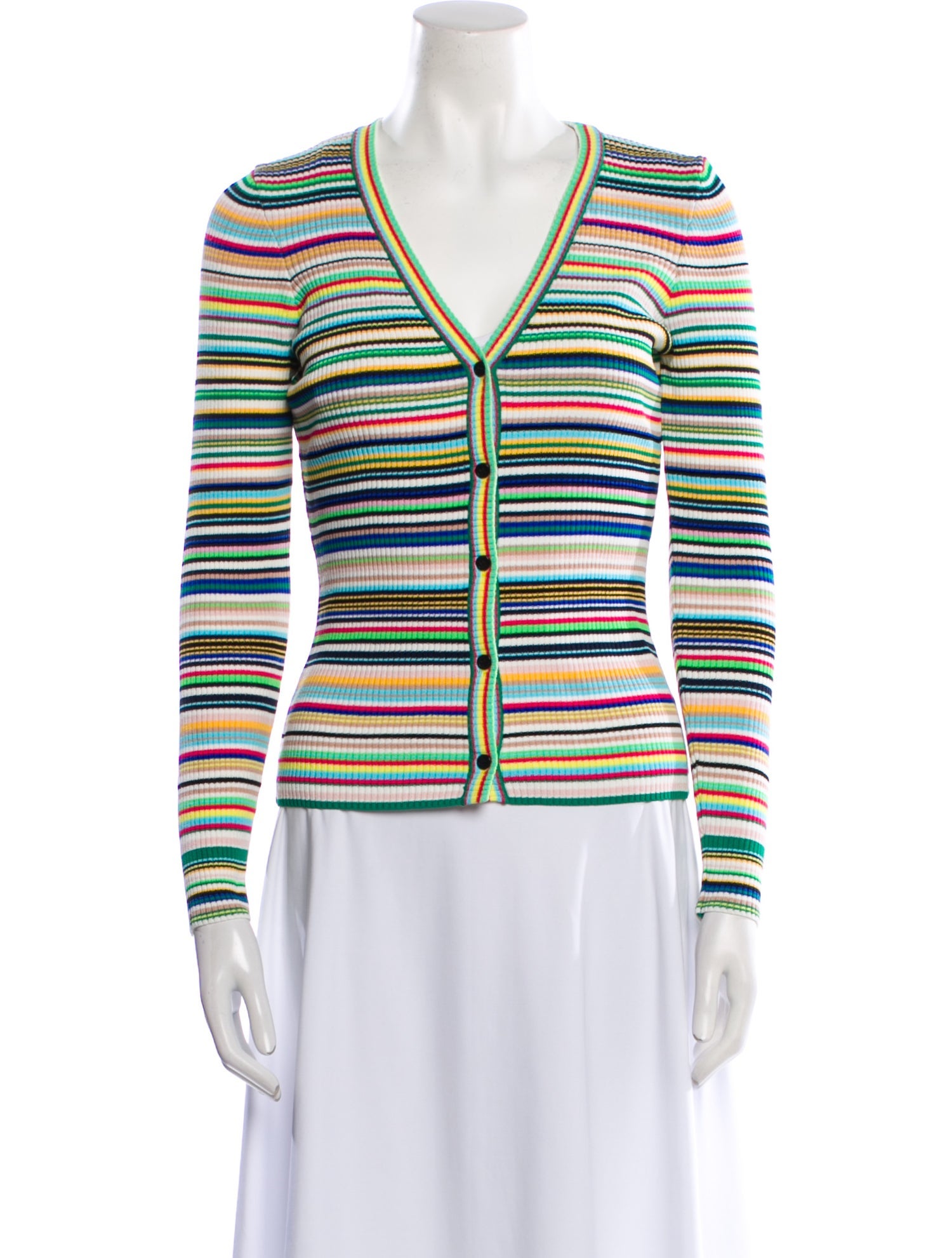 Milly Striped V-Neck Sweater