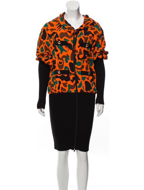 Moschino Couture Hooded Knee-Length Dress Orange