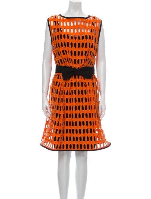 Moschino Couture Printed Knee-Length Dress Orange