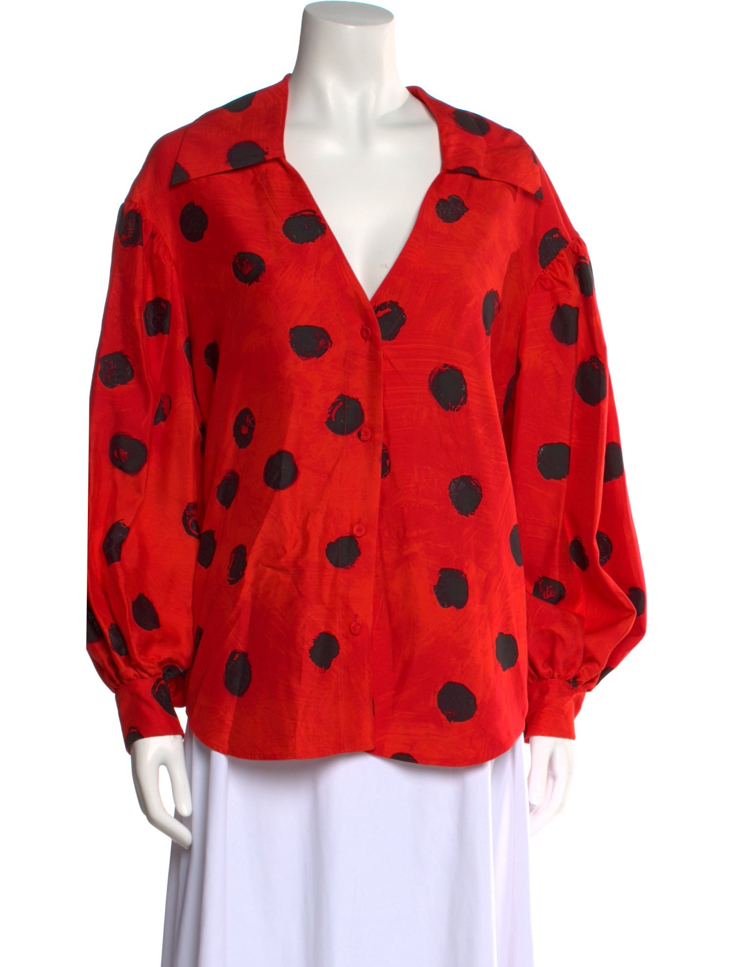 Moschino Couture Polka Dot Print Plunge Neckline Blouse w/ Tags