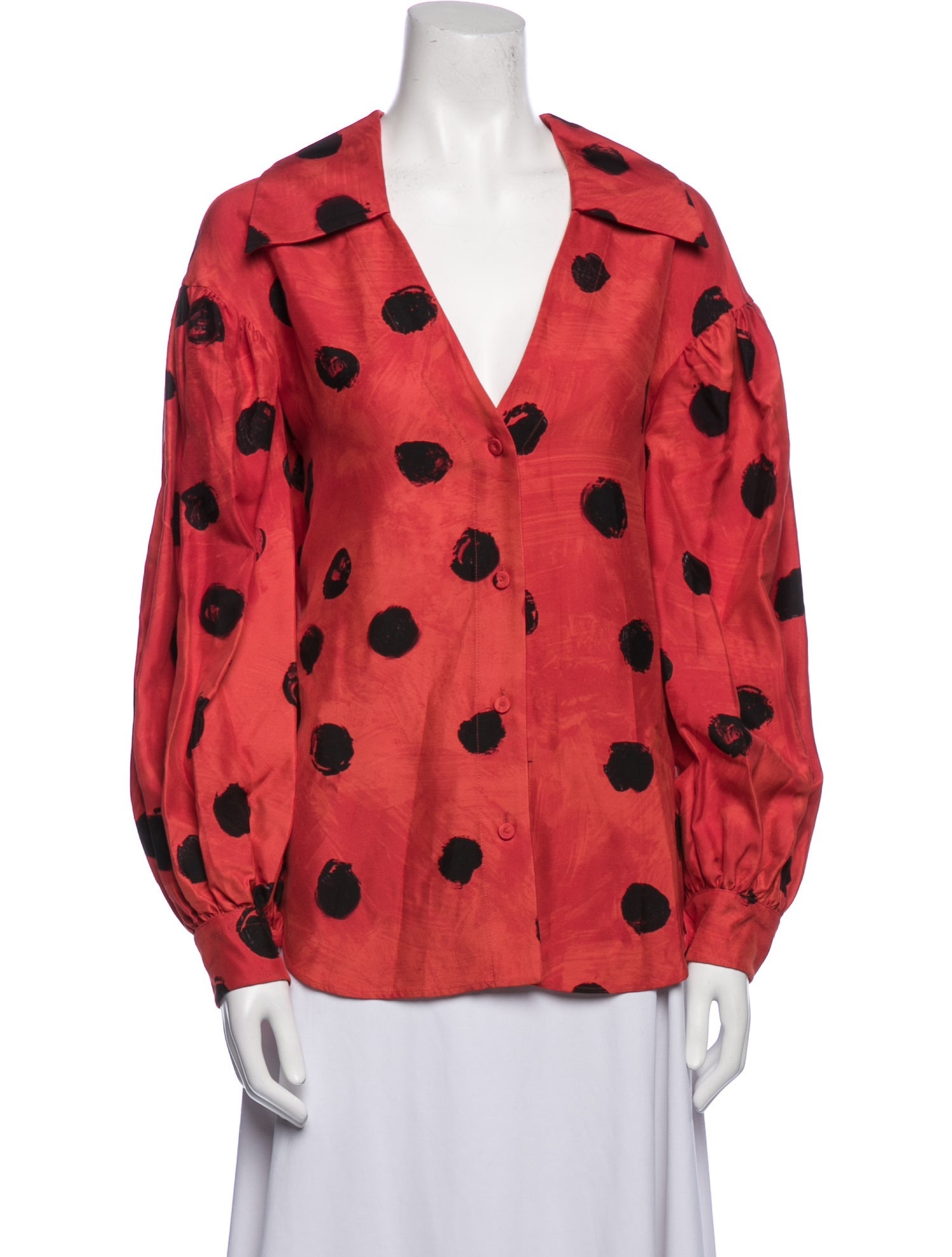 Moschino Couture Polka Dot Print V-Neck Blouse w/ Tags