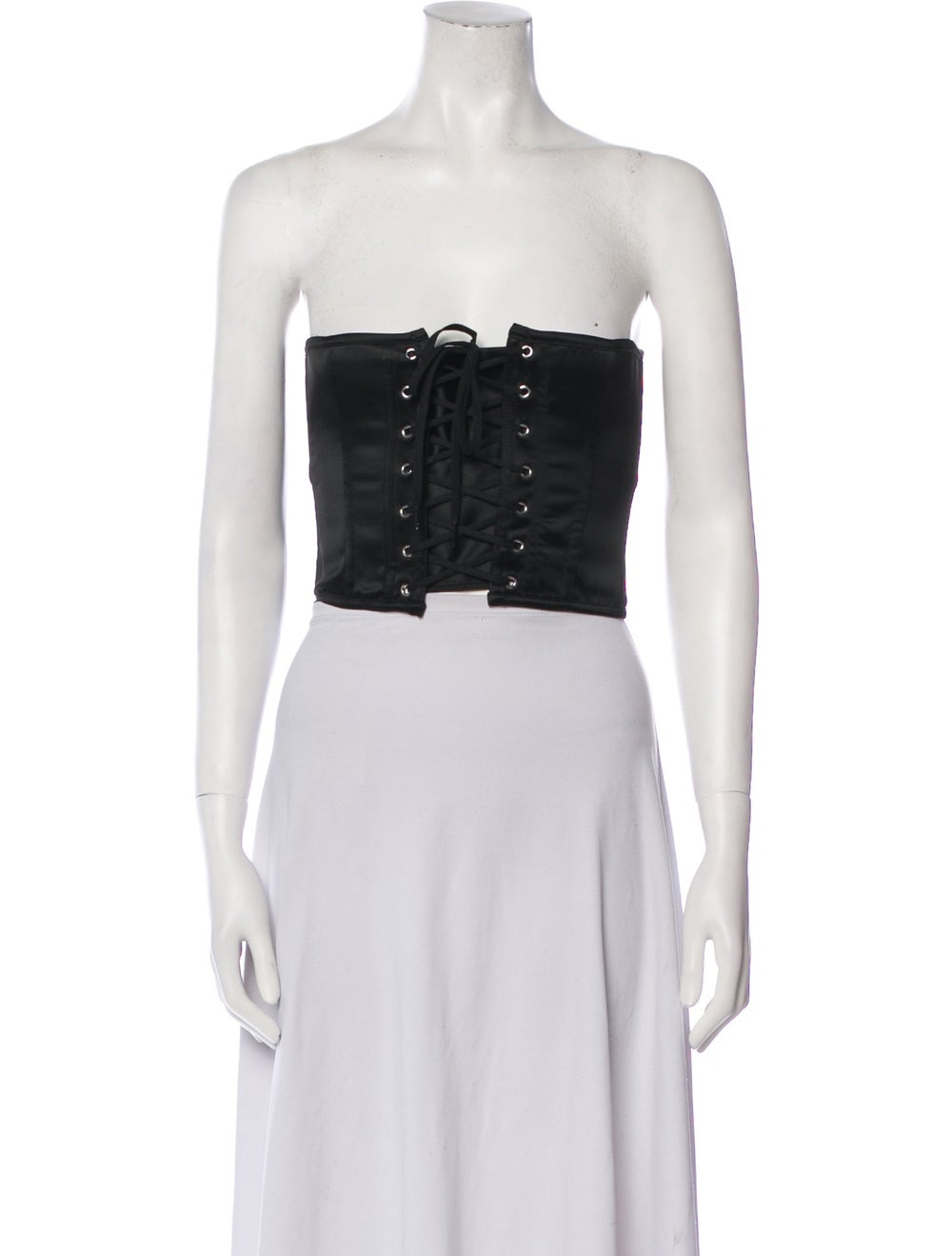 Moschino Couture Crop Top Black Strapless Hook & Eye Closure at Front Designer size 40.