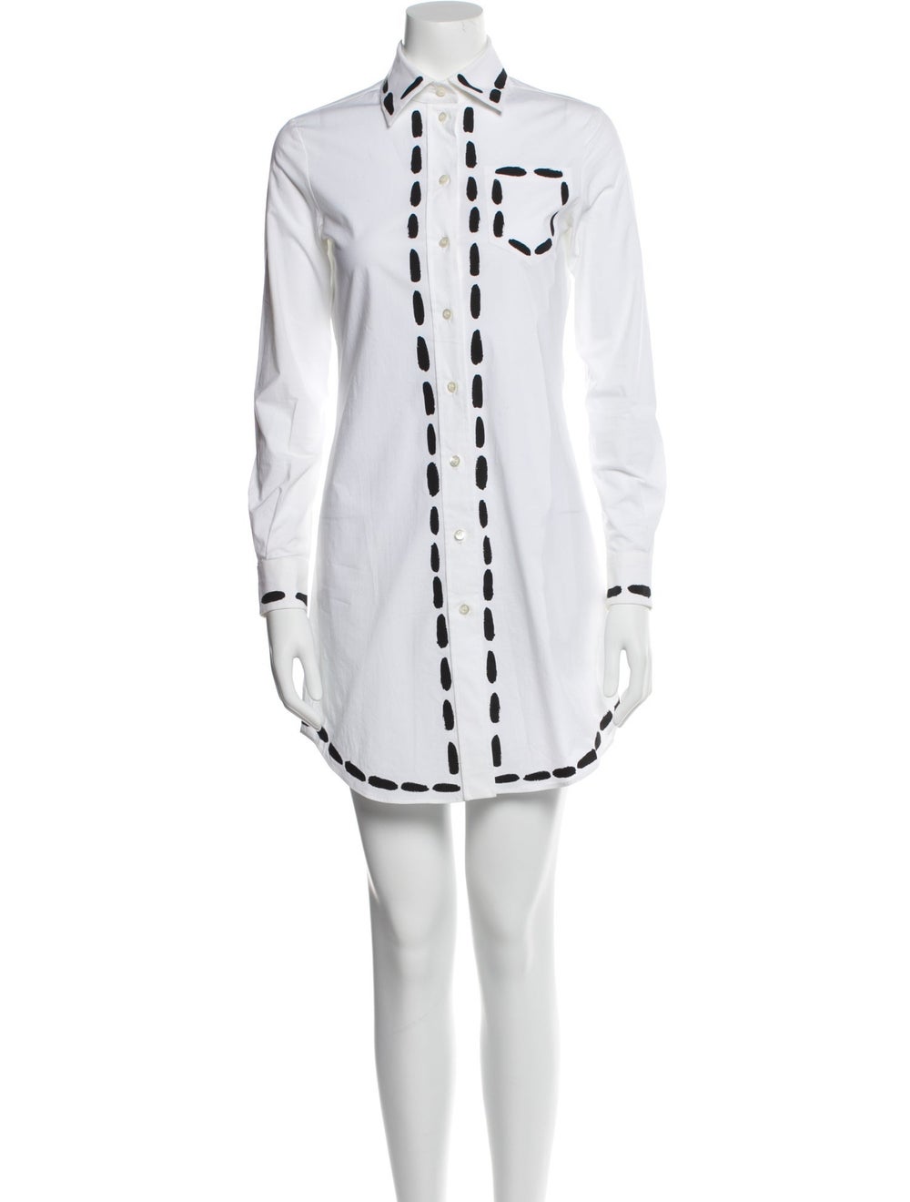 Moschino Couture Shirtdress White Printed Long Sleeve with Mock Neck