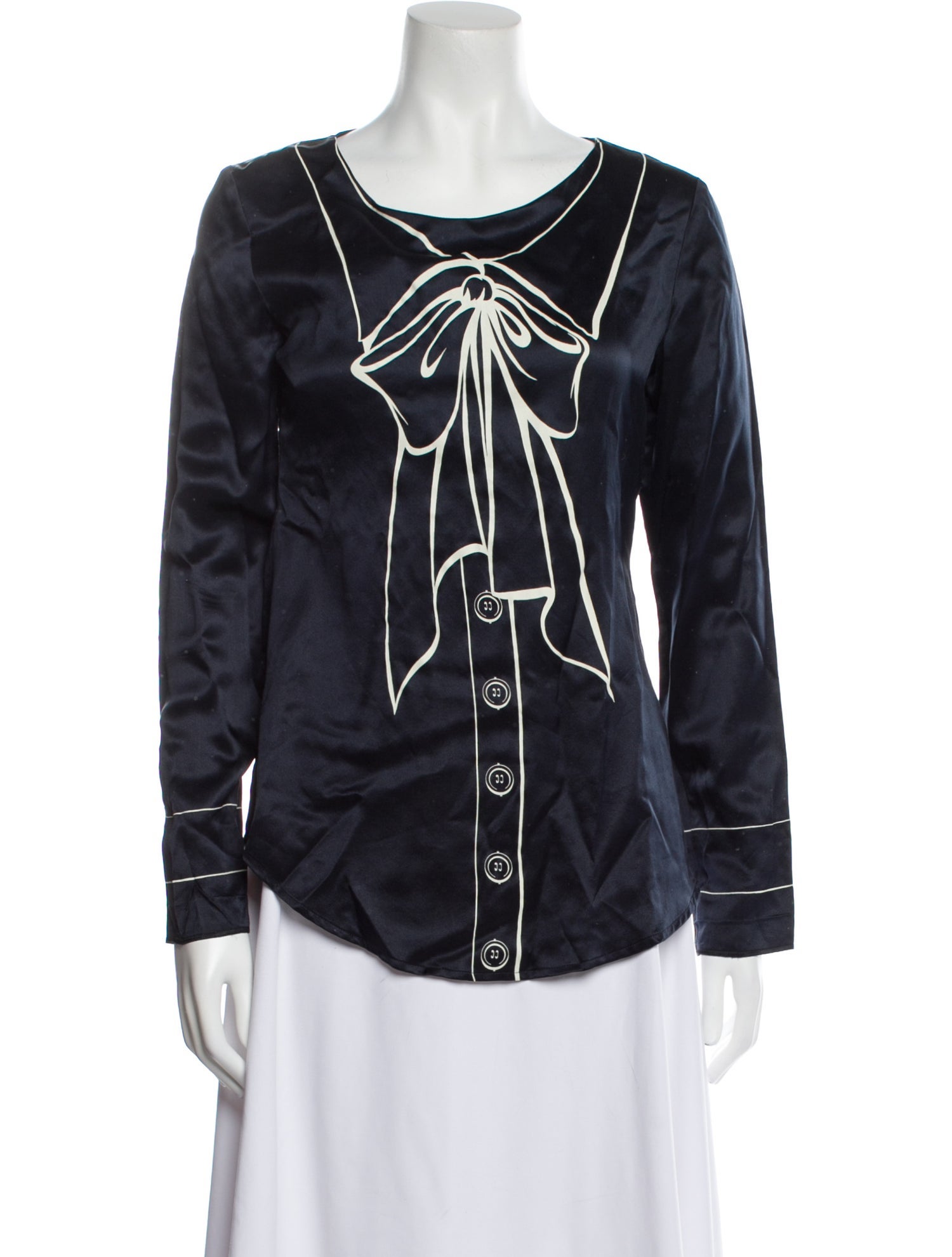 Moschino Couture Silk Printed Button-Up Top