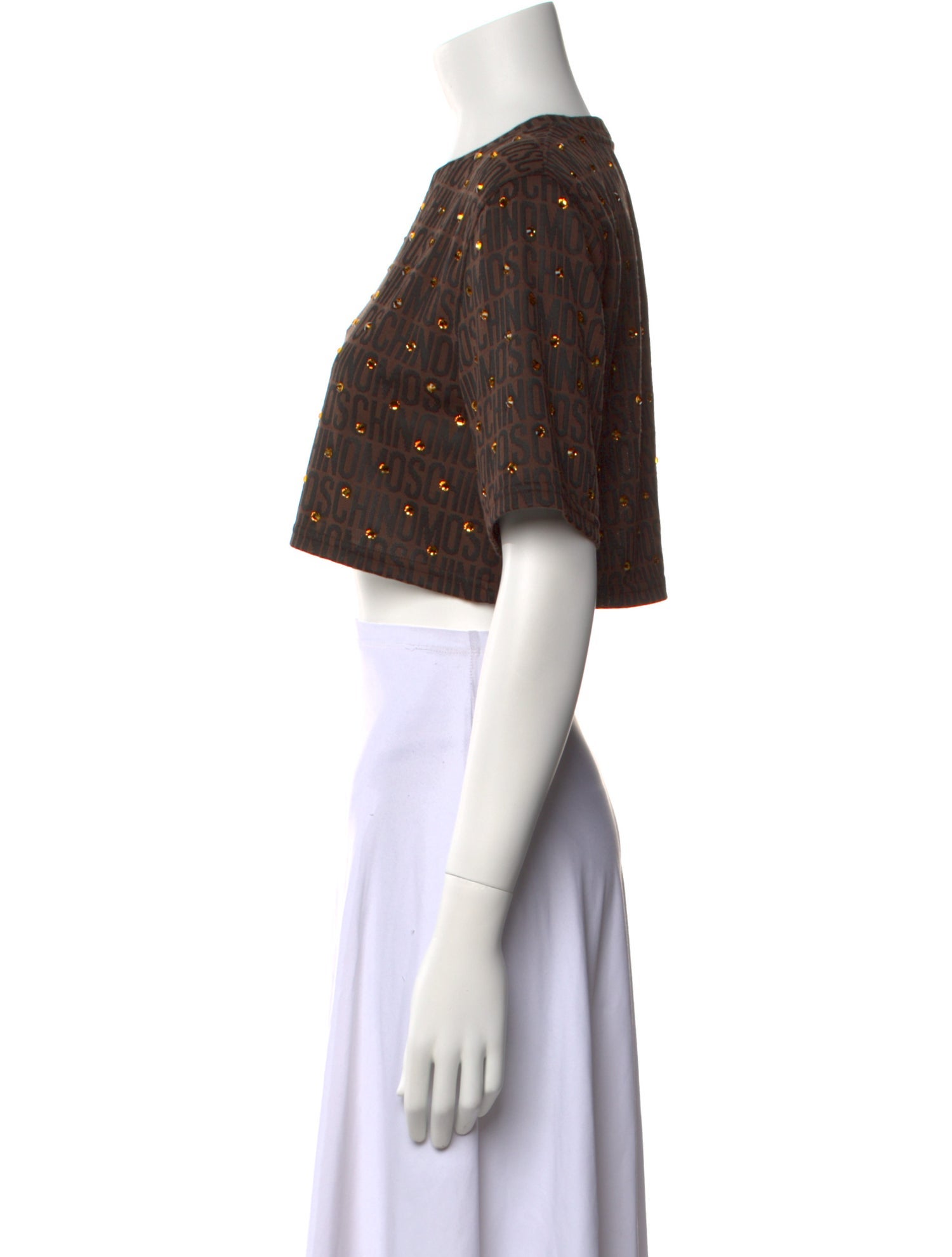 Moschino Couture Polka Dot Print Crew Neck Crop Top