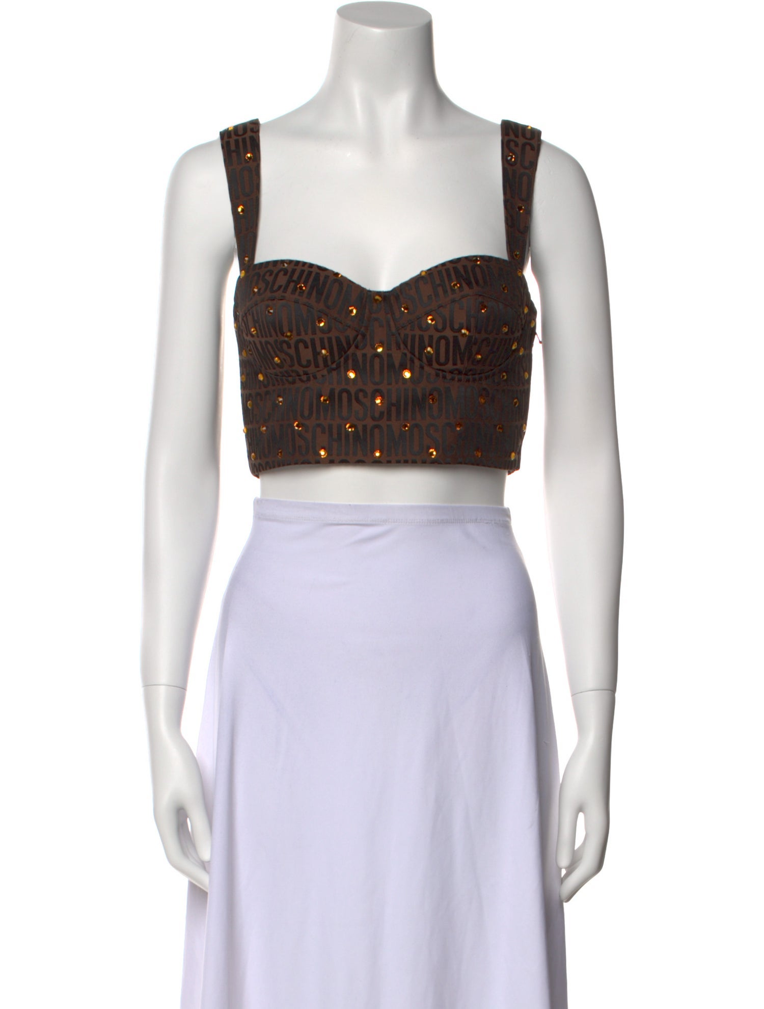 Moschino Couture Printed Square Neckline Crop Top