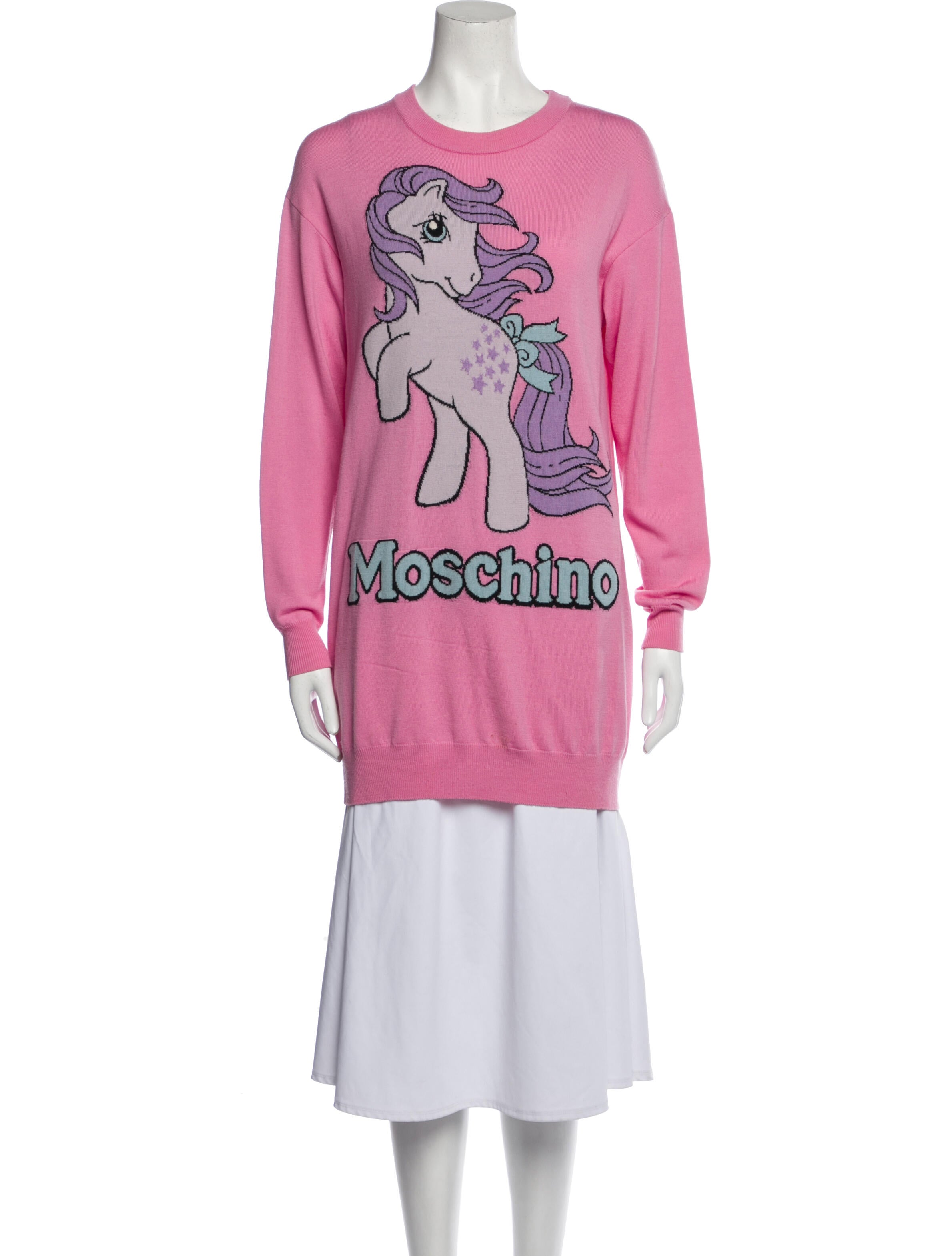 Moschino Couture Virgin Wool Graphic Print Sweater
