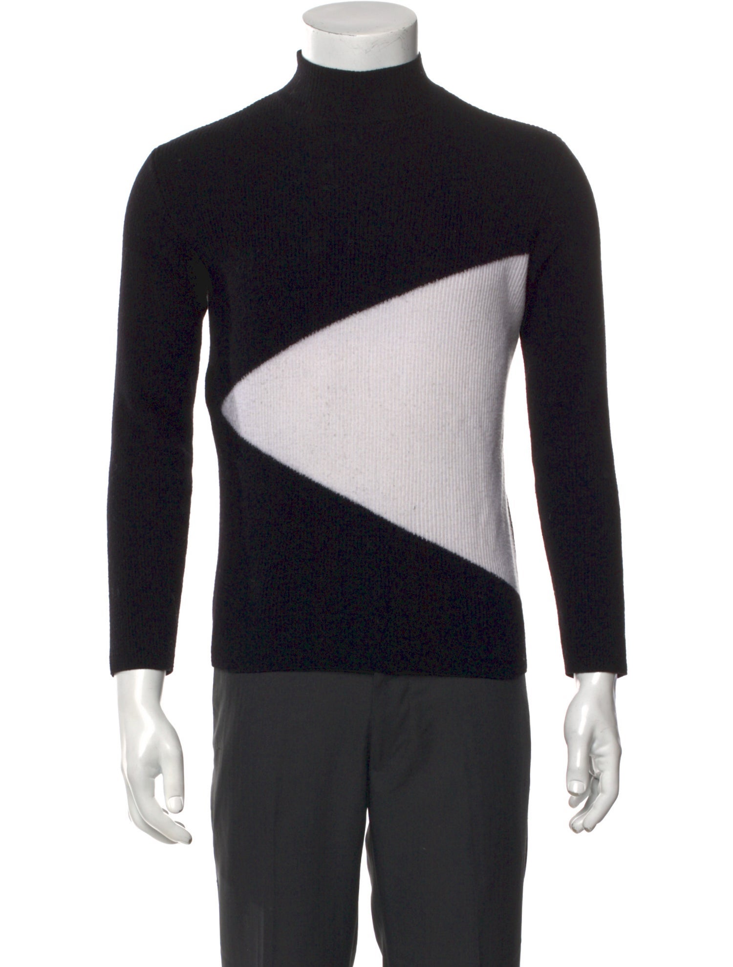 Moschino Couture Virgin Wool Colorblock Pattern Pullover