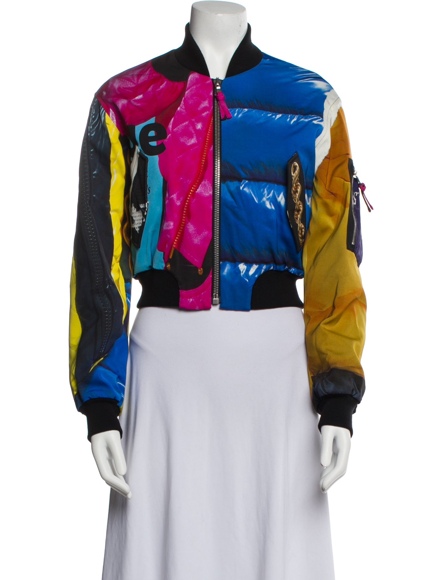 Moschino Couture Colorblock Pattern Bomber Jacket