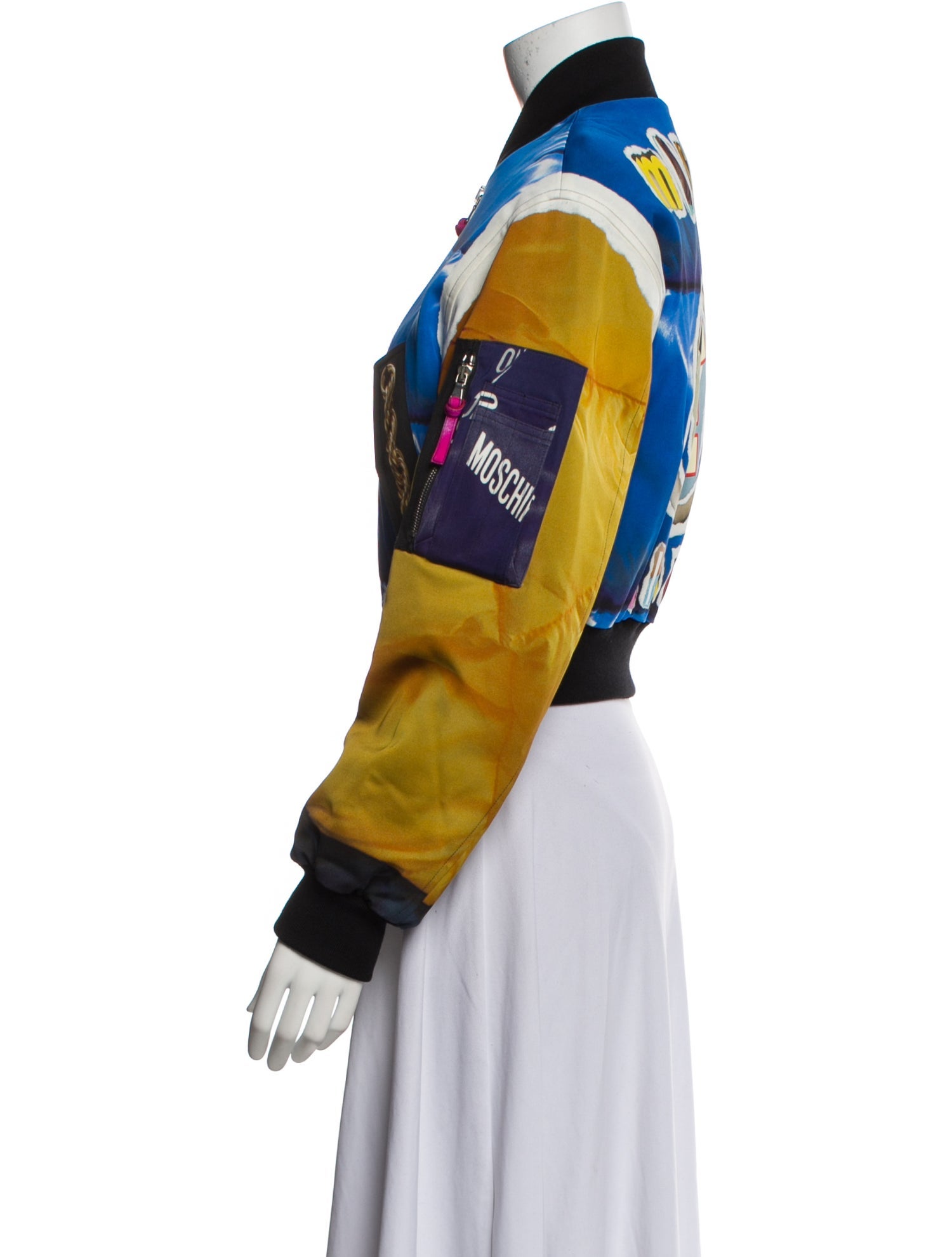 Moschino Couture Colorblock Pattern Bomber Jacket