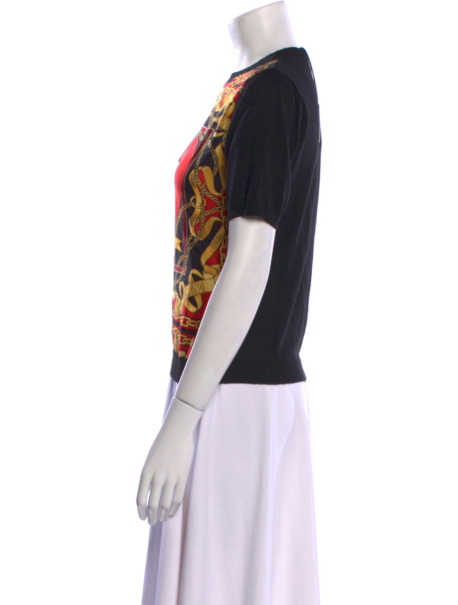 Moschino Couture Silk Graphic Print T-Shirt